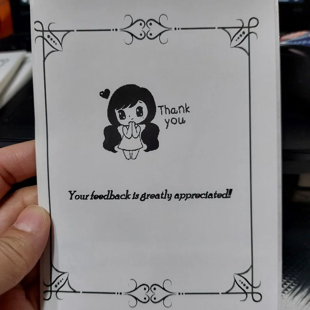 Black White Thermal Label Thank You Labels With DIY Cute Image Touch Ups Sticker